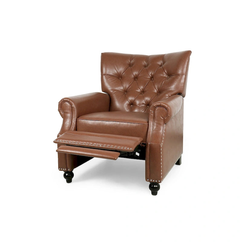 Fauteuil inclinable à pousser, Repose-pieds, Dossier capitonné, Clous décoratifs