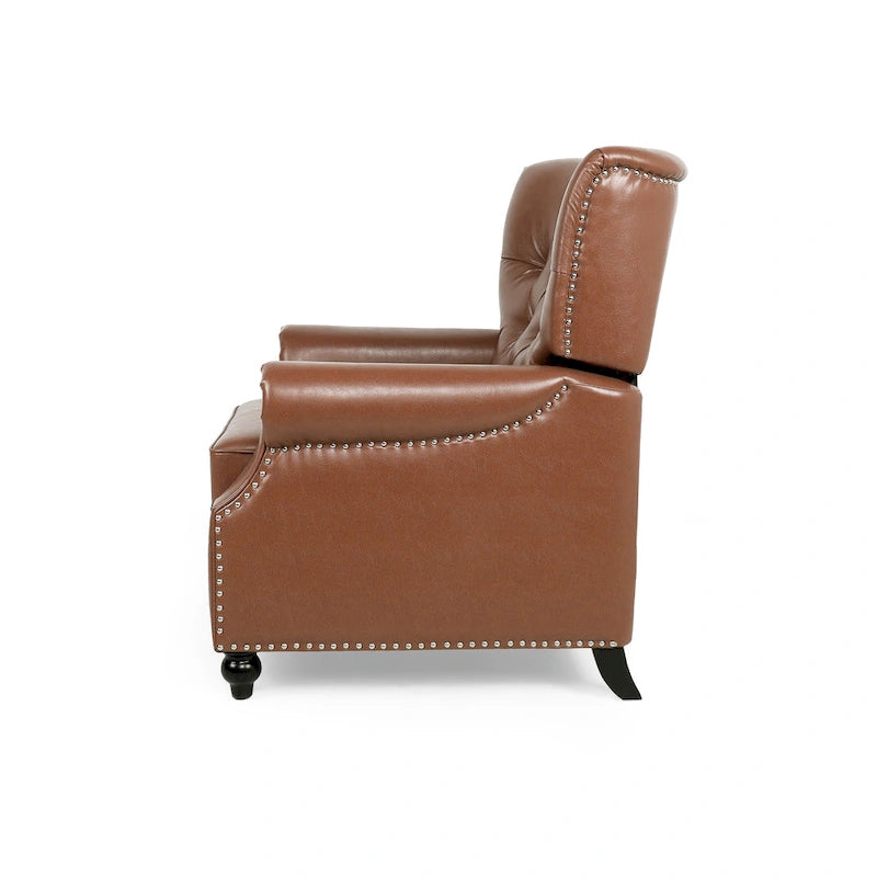 Fauteuil inclinable à pousser, Repose-pieds, Dossier capitonné, Clous décoratifs