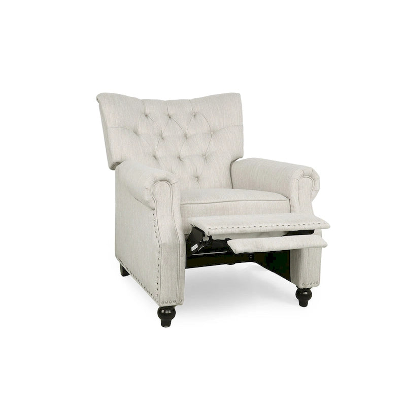 Fauteuil inclinable à pousser, Repose-pieds, Dossier capitonné, Clous décoratifs