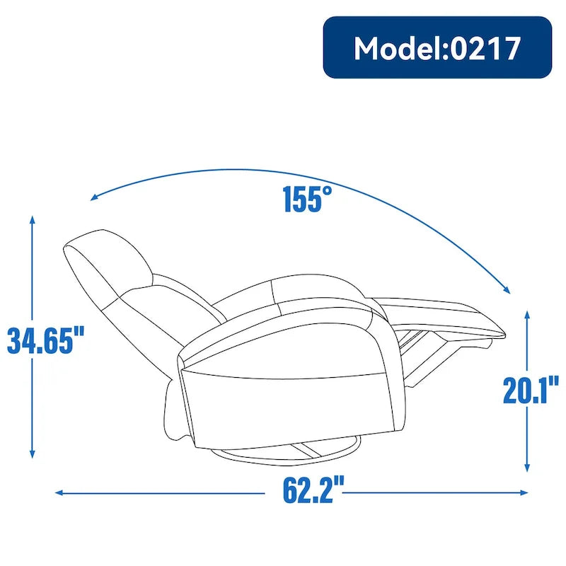 Fauteuil inclinable électrique en cuir pivotant et à bascule, rotation maximale de 270 degrés, mécanisme de mouvement robuste avec USB et Type-C