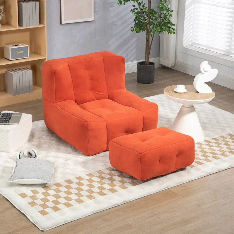 Fauteuil paresseux ultra doux avec mousse à mémoire de forme et ottoman