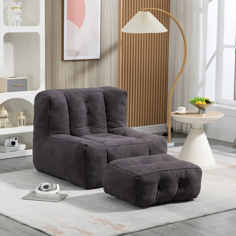 Fauteuil paresseux ultra doux avec mousse à mémoire de forme et ottoman