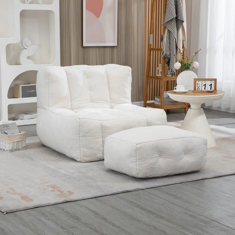 Fauteuil paresseux ultra doux avec mousse à mémoire de forme et ottoman