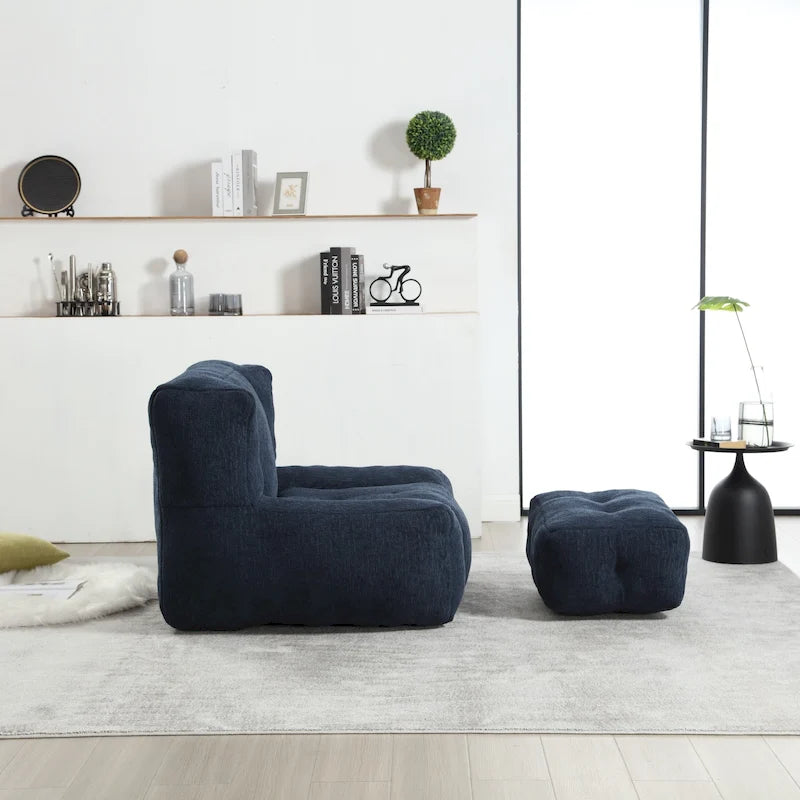 Fauteuil paresseux ultra doux avec mousse à mémoire de forme et ottoman