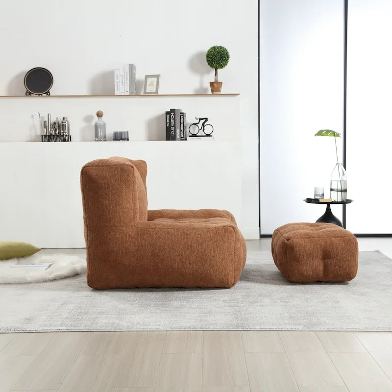 Fauteuil paresseux ultra doux avec mousse à mémoire de forme et ottoman