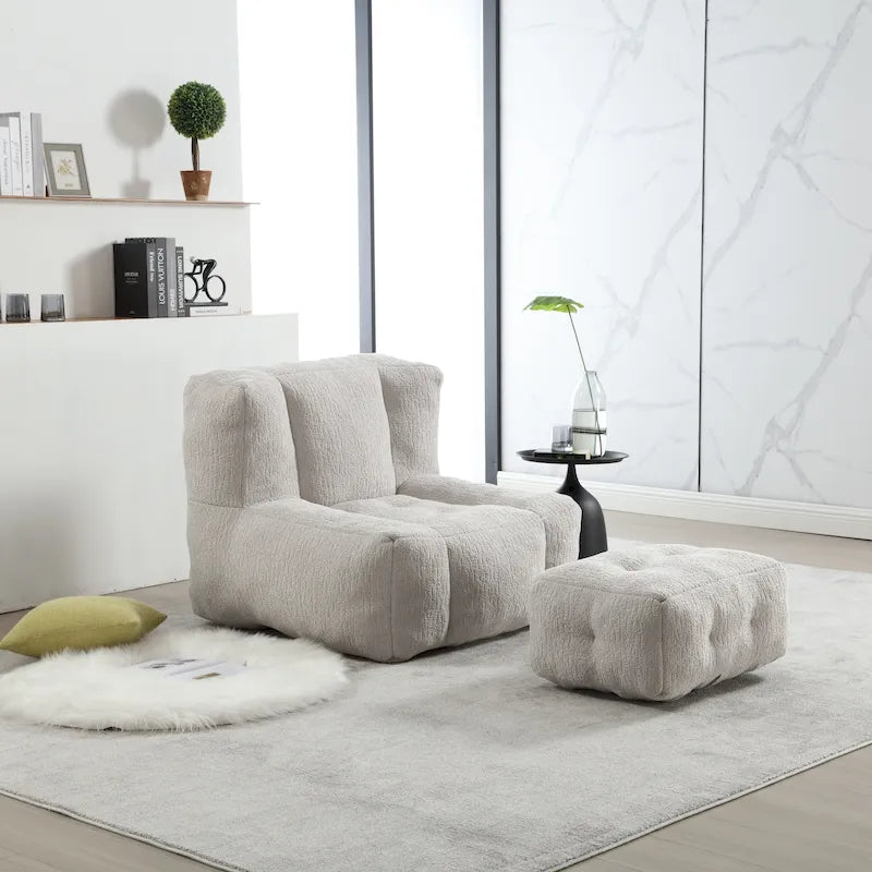 Fauteuil paresseux ultra doux avec mousse à mémoire de forme et ottoman