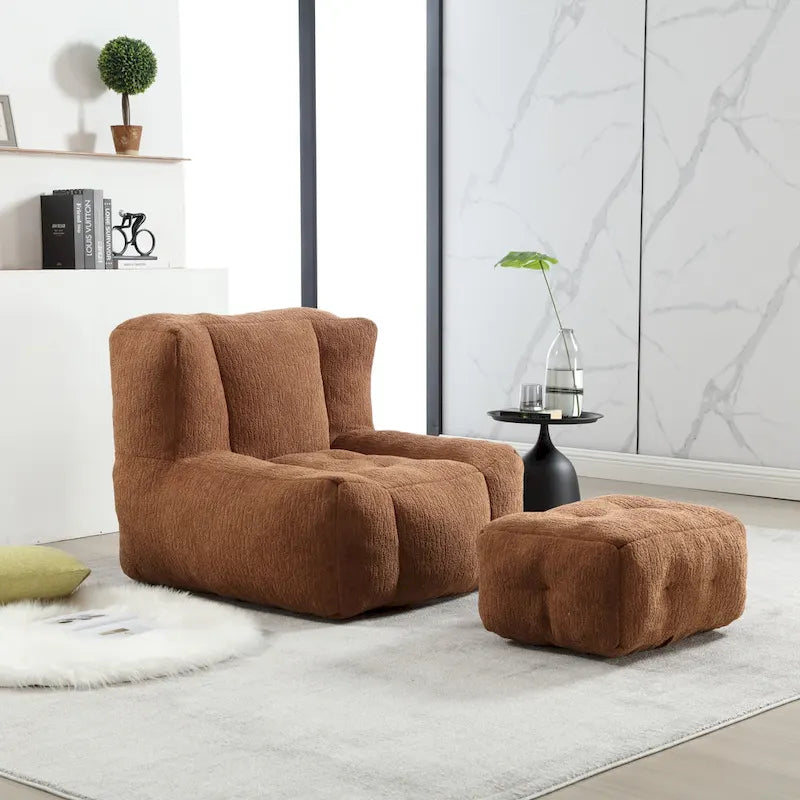 Fauteuil paresseux ultra doux avec mousse à mémoire de forme et ottoman
