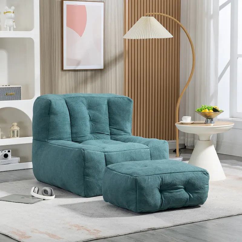 Fauteuil paresseux ultra doux avec mousse à mémoire de forme et ottoman