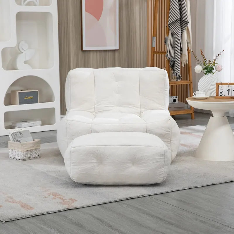 Fauteuil paresseux ultra doux avec mousse à mémoire de forme et ottoman