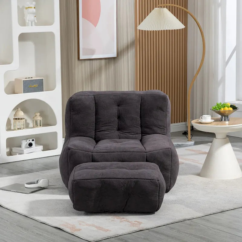 Fauteuil paresseux ultra doux avec mousse à mémoire de forme et ottoman
