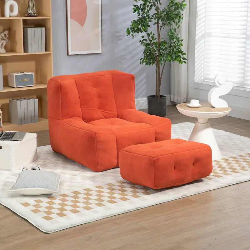 Fauteuil paresseux ultra doux avec mousse à mémoire de forme et ottoman