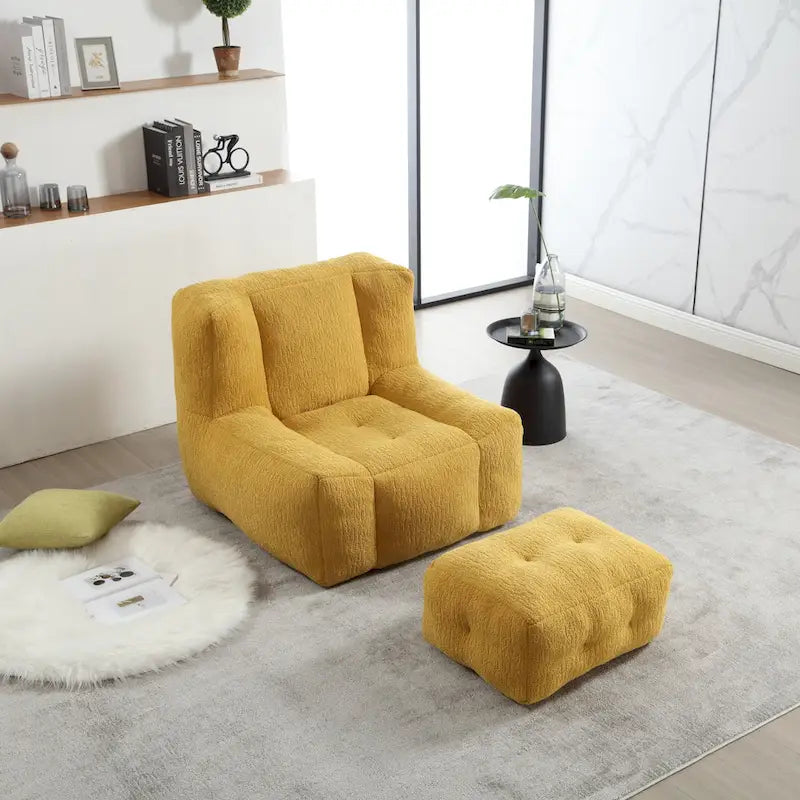 Fauteuil paresseux ultra doux avec mousse à mémoire de forme et ottoman