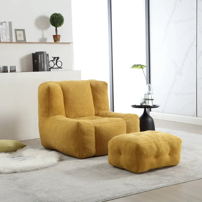 Fauteuil paresseux ultra doux avec mousse à mémoire de forme et ottoman