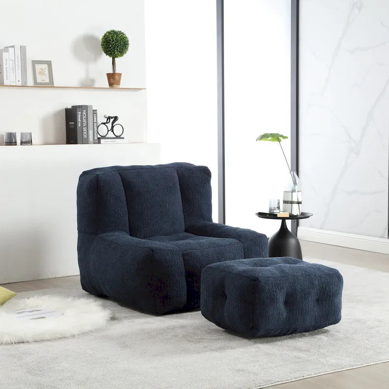 Fauteuil paresseux ultra doux avec mousse à mémoire de forme et ottoman