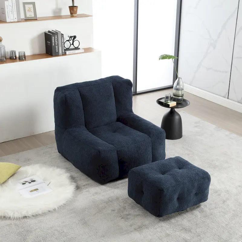 Fauteuil paresseux ultra doux avec mousse à mémoire de forme et ottoman