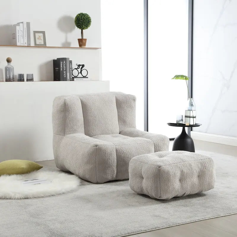 Fauteuil paresseux ultra doux avec mousse à mémoire de forme et ottoman