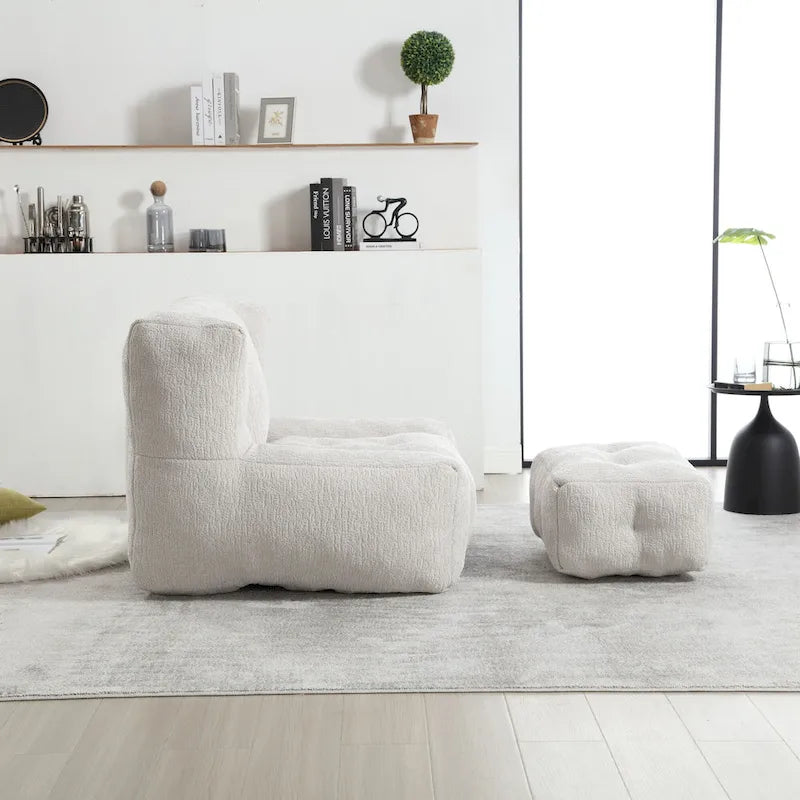 Fauteuil paresseux ultra doux avec mousse à mémoire de forme et ottoman