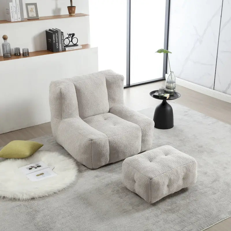 Fauteuil paresseux ultra doux avec mousse à mémoire de forme et ottoman