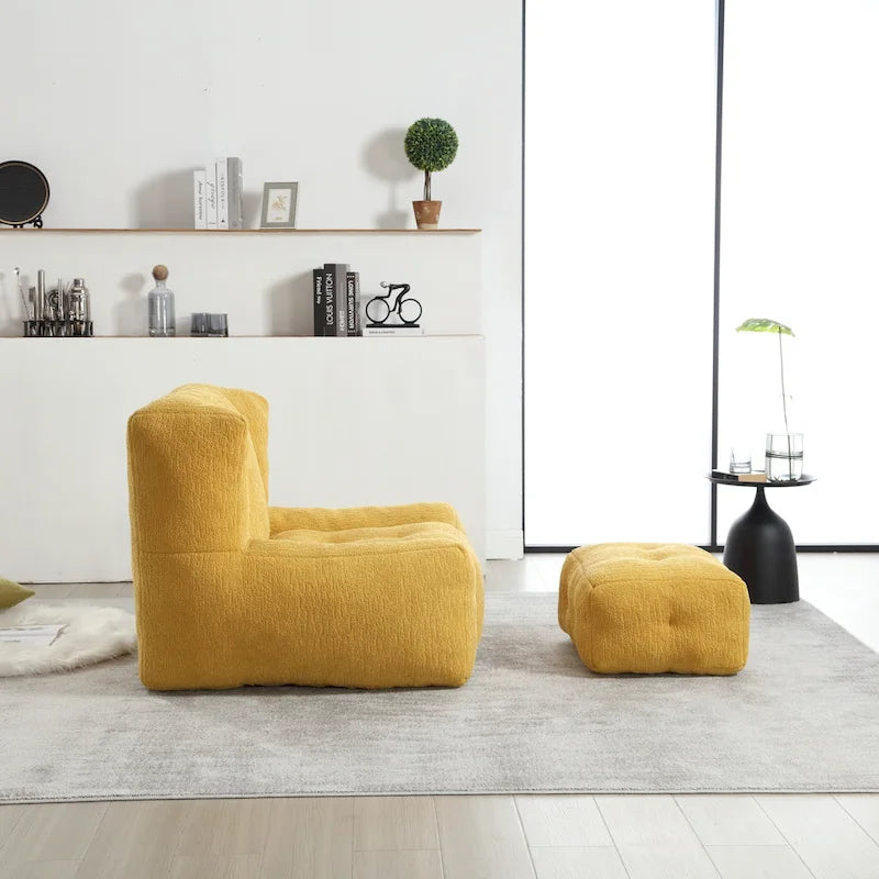 Fauteuil paresseux ultra doux avec mousse à mémoire de forme et ottoman