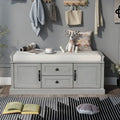 Banc de rangement avec 2 tiroirs et 2 placards, Banc à chaussures avec coussin amovible pour le salon