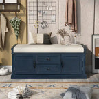 Banc de rangement avec 2 tiroirs et 2 placards, Banc à chaussures avec coussin amovible pour le salon