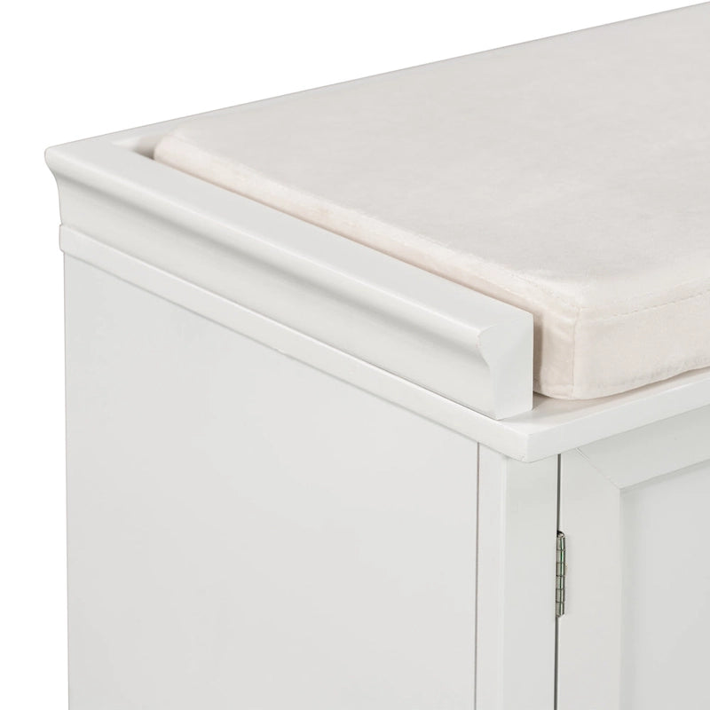 Banc de rangement avec 2 tiroirs et 2 placards, Banc à chaussures avec coussin amovible pour le salon