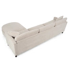 Canapé spacieux 4 places beige 107,87 avec pouf mobile, coussins amovibles et rangement pratique dans les accoudoirs