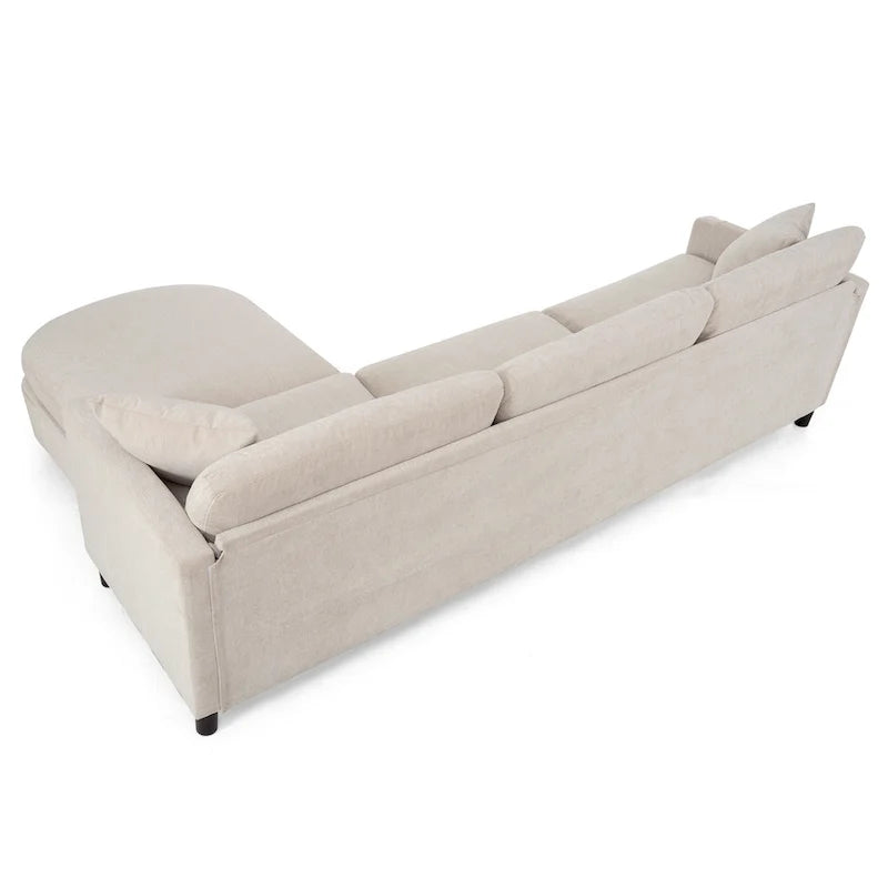 Canapé spacieux 4 places beige 107,87 avec pouf mobile, coussins amovibles et rangement pratique dans les accoudoirs