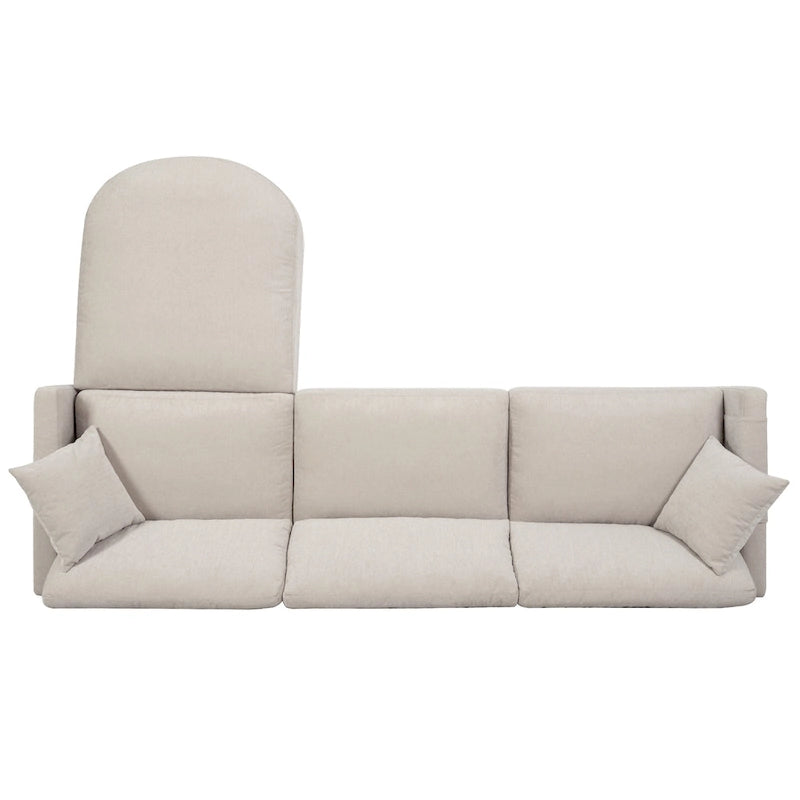 Canapé spacieux 4 places beige 107,87 avec pouf mobile, coussins amovibles et rangement pratique dans les accoudoirs