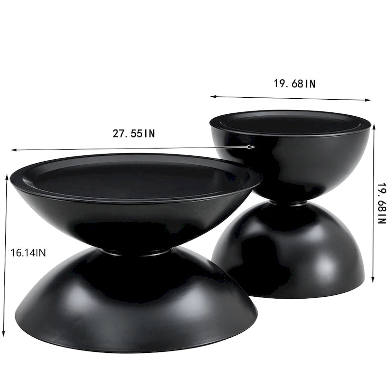 Tables basses gigognes rondes avec cadre en métal (lot de 2)