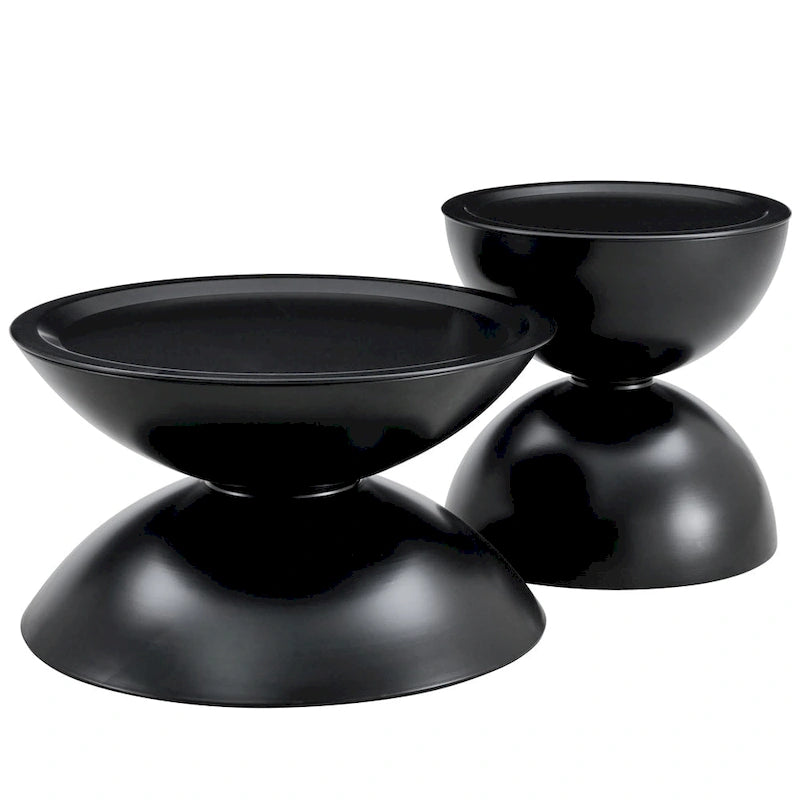 Tables basses gigognes rondes avec cadre en métal (lot de 2)