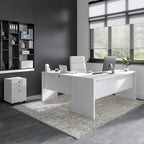 Bureau d'ordinateur en L 72W avec tiroirs par