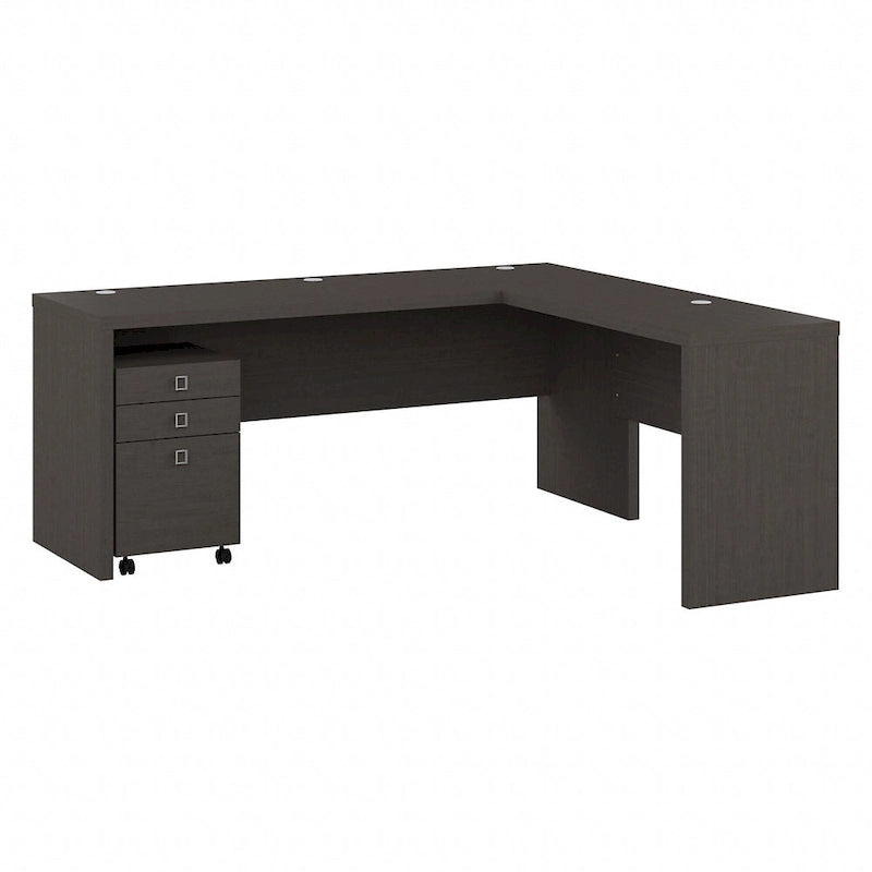 Bureau d'ordinateur en L 72W avec tiroirs par