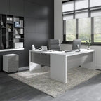 Bureau d'ordinateur en L 72W avec tiroirs par