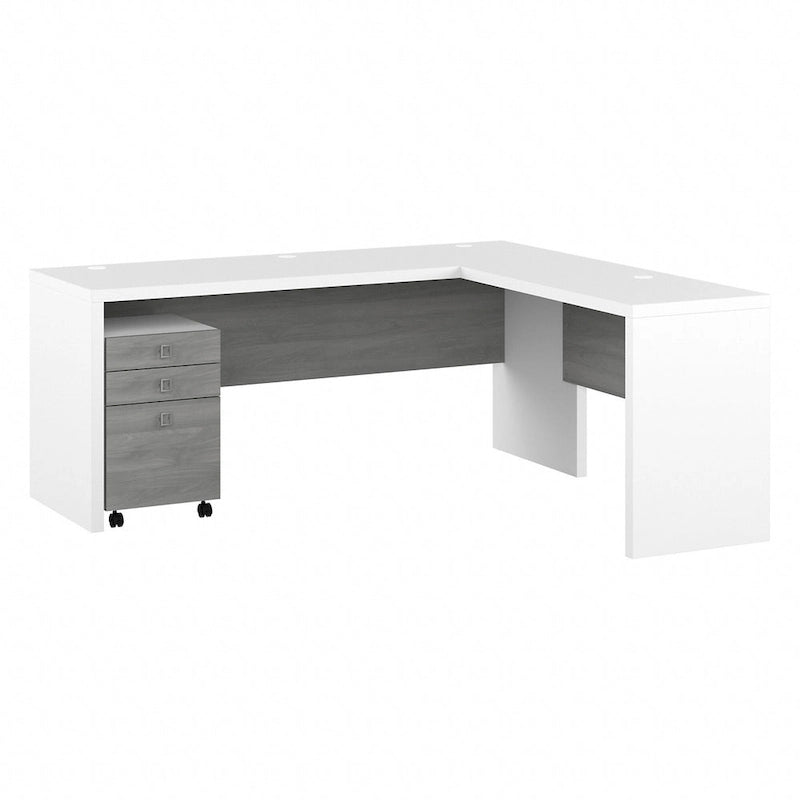 Bureau d'ordinateur en L 72W avec tiroirs par