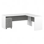 Bureau d'ordinateur en L 72W avec tiroirs par
