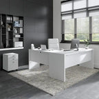 Bureau d'ordinateur en L 72W avec tiroirs par