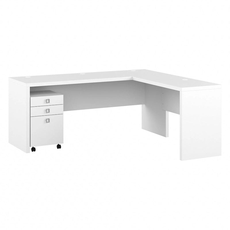 Bureau d'ordinateur en L 72W avec tiroirs par
