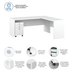 Bureau d'ordinateur en L 72W avec tiroirs par