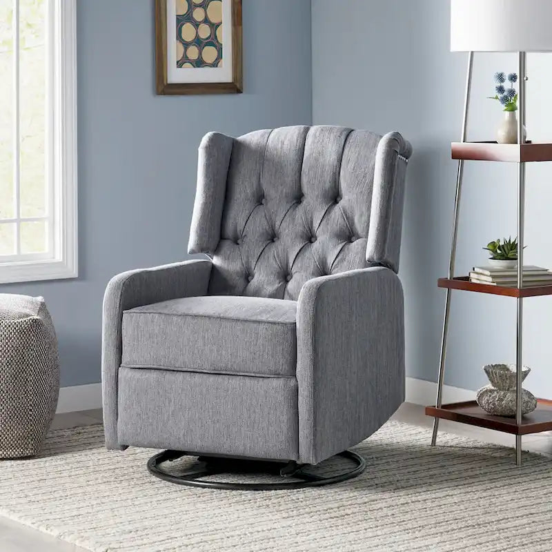 Fauteuil inclinable manuel au design classique avec pivotant à 360 degrés, fauteuil de relaxation pour le salon