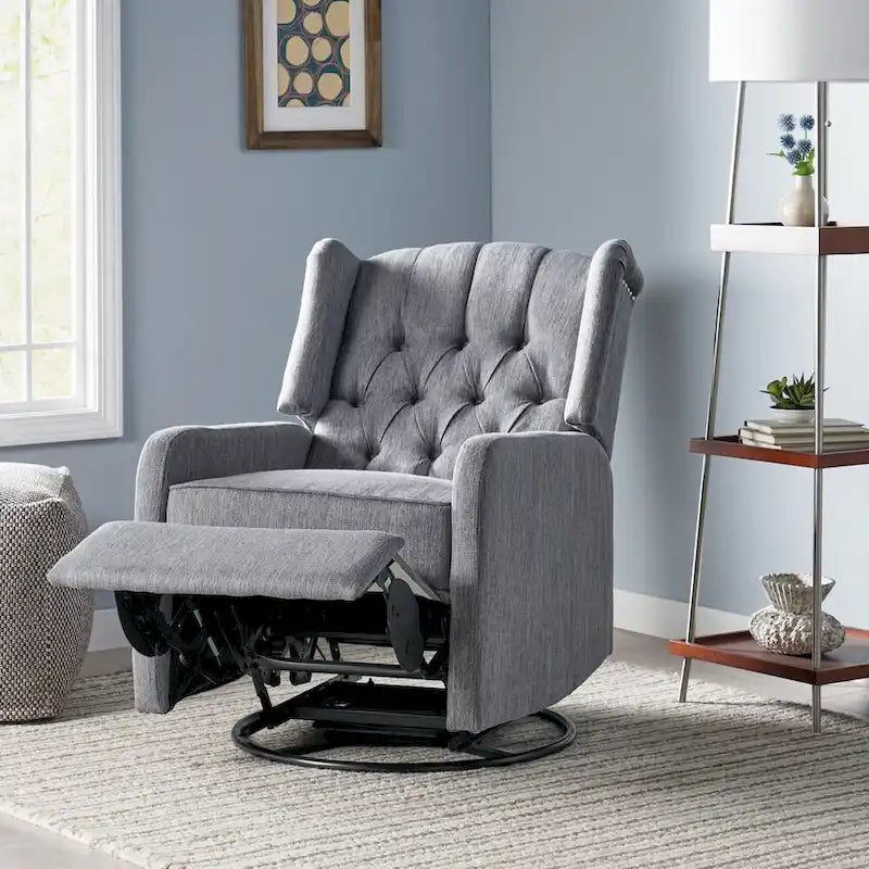 Fauteuil inclinable manuel au design classique avec pivotant à 360 degrés, fauteuil de relaxation pour le salon