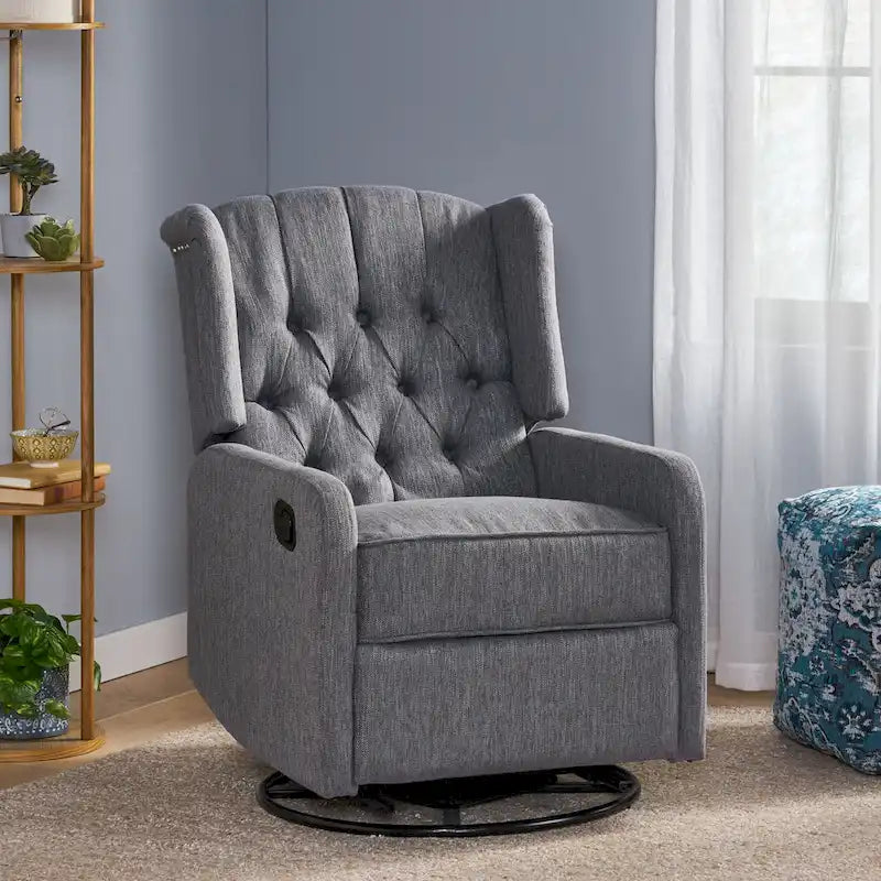 Fauteuil inclinable manuel au design classique avec pivotant à 360 degrés, fauteuil de relaxation pour le salon