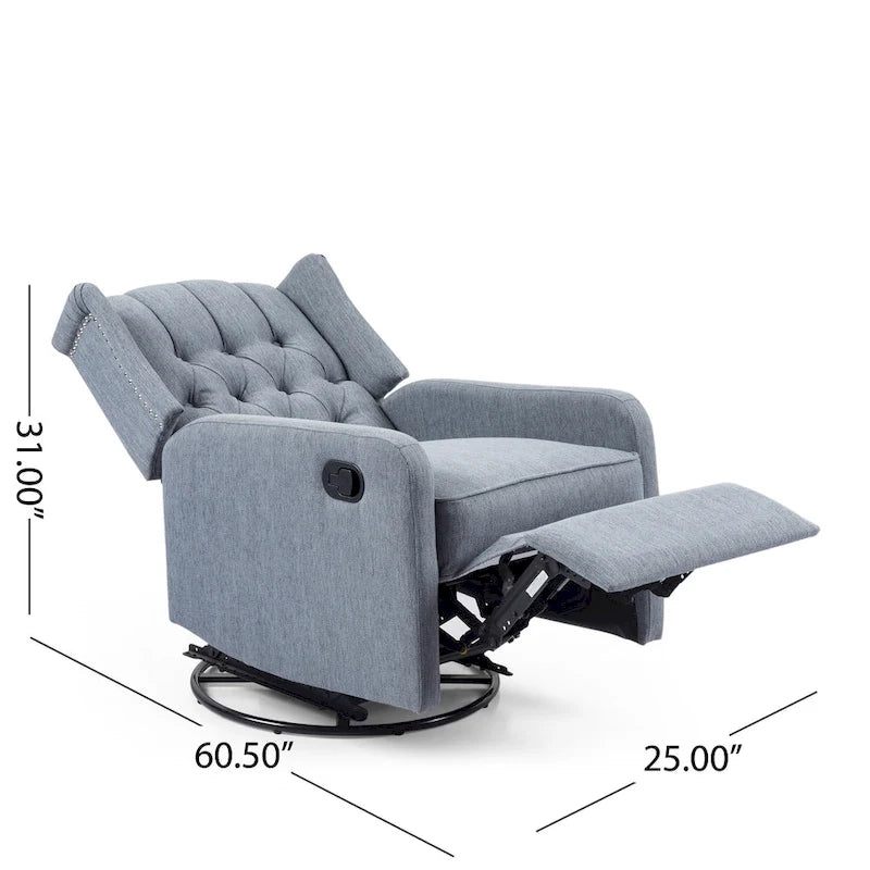 Fauteuil inclinable manuel au design classique avec pivotant à 360 degrés, fauteuil de relaxation pour le salon