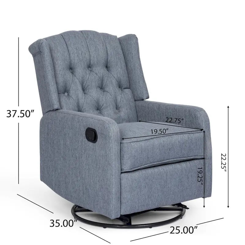 Fauteuil inclinable manuel au design classique avec pivotant à 360 degrés, fauteuil de relaxation pour le salon