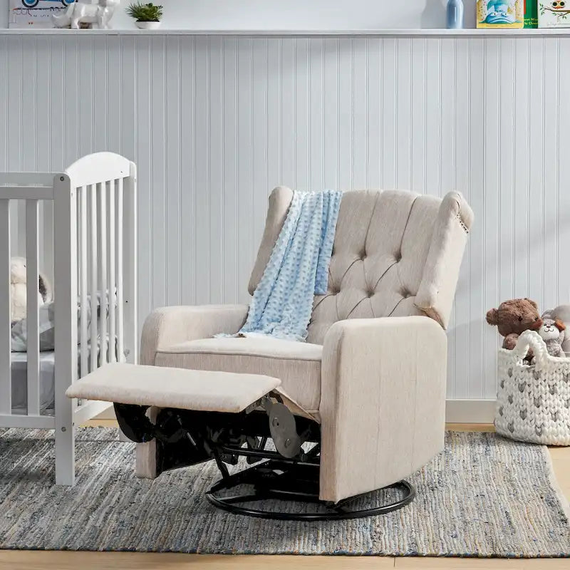 Fauteuil inclinable manuel au design classique avec pivotant à 360 degrés, fauteuil de relaxation pour le salon