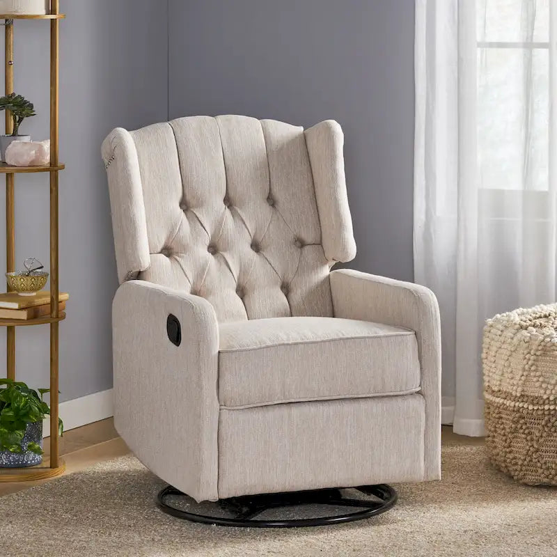 Fauteuil inclinable manuel au design classique avec pivotant à 360 degrés, fauteuil de relaxation pour le salon