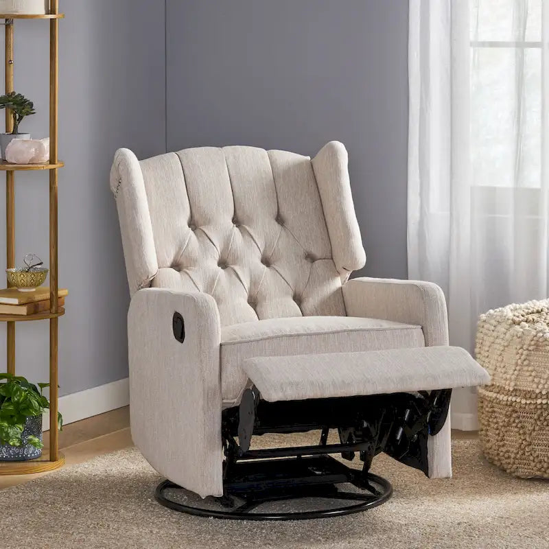 Fauteuil inclinable manuel au design classique avec pivotant à 360 degrés, fauteuil de relaxation pour le salon