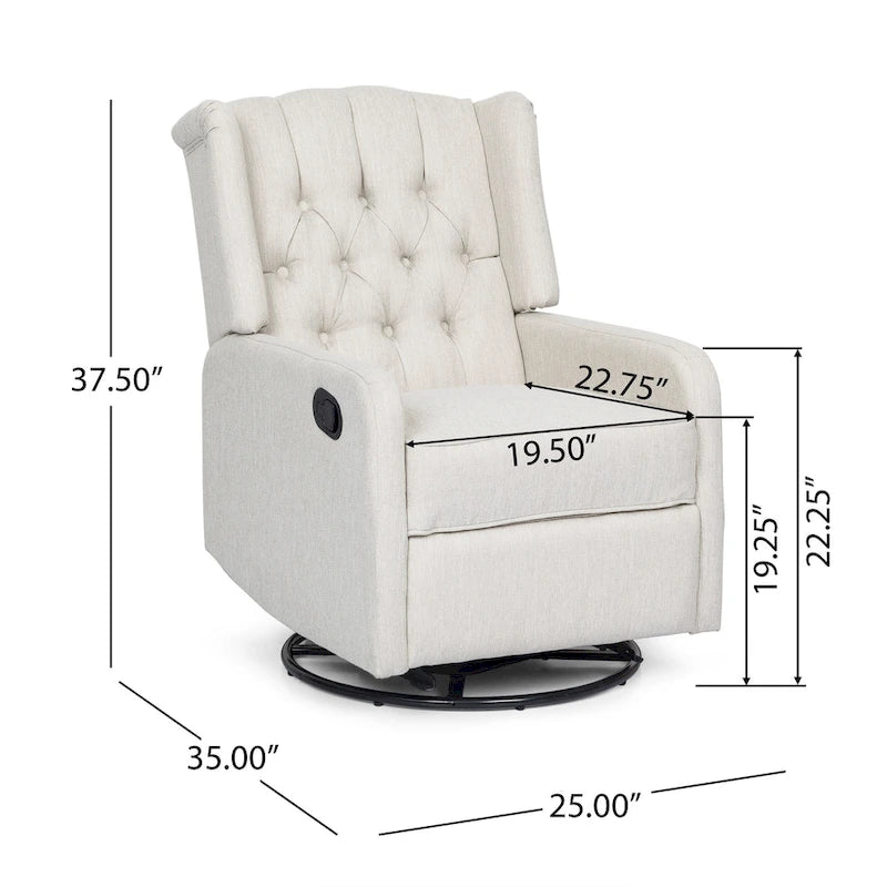 Fauteuil inclinable manuel au design classique avec pivotant à 360 degrés, fauteuil de relaxation pour le salon