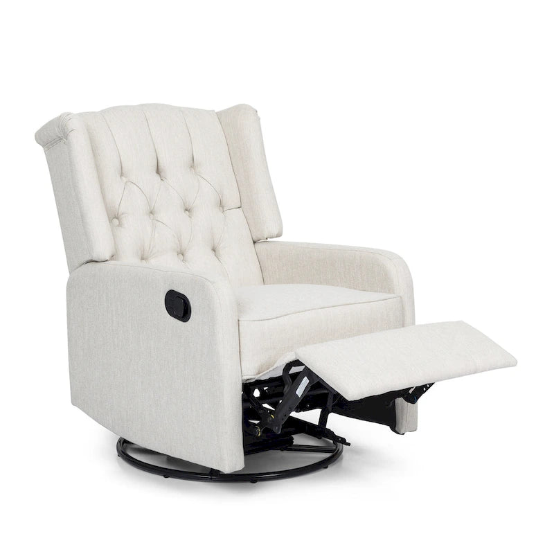 Fauteuil inclinable manuel au design classique avec pivotant à 360 degrés, fauteuil de relaxation pour le salon