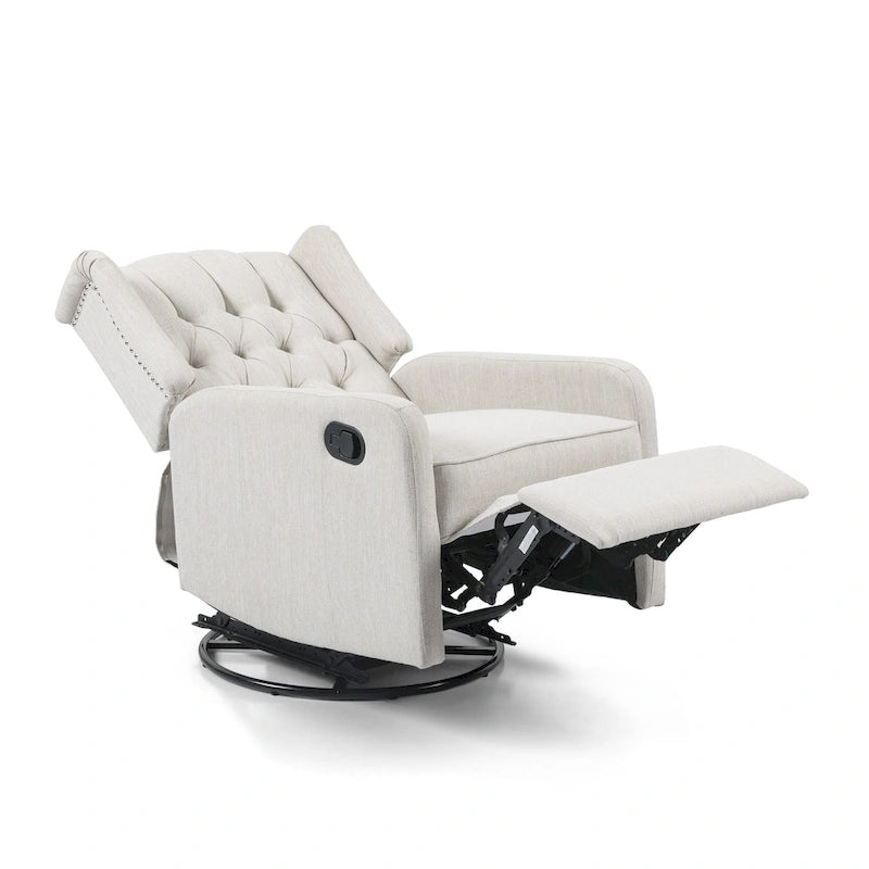 Fauteuil inclinable manuel au design classique avec pivotant à 360 degrés, fauteuil de relaxation pour le salon